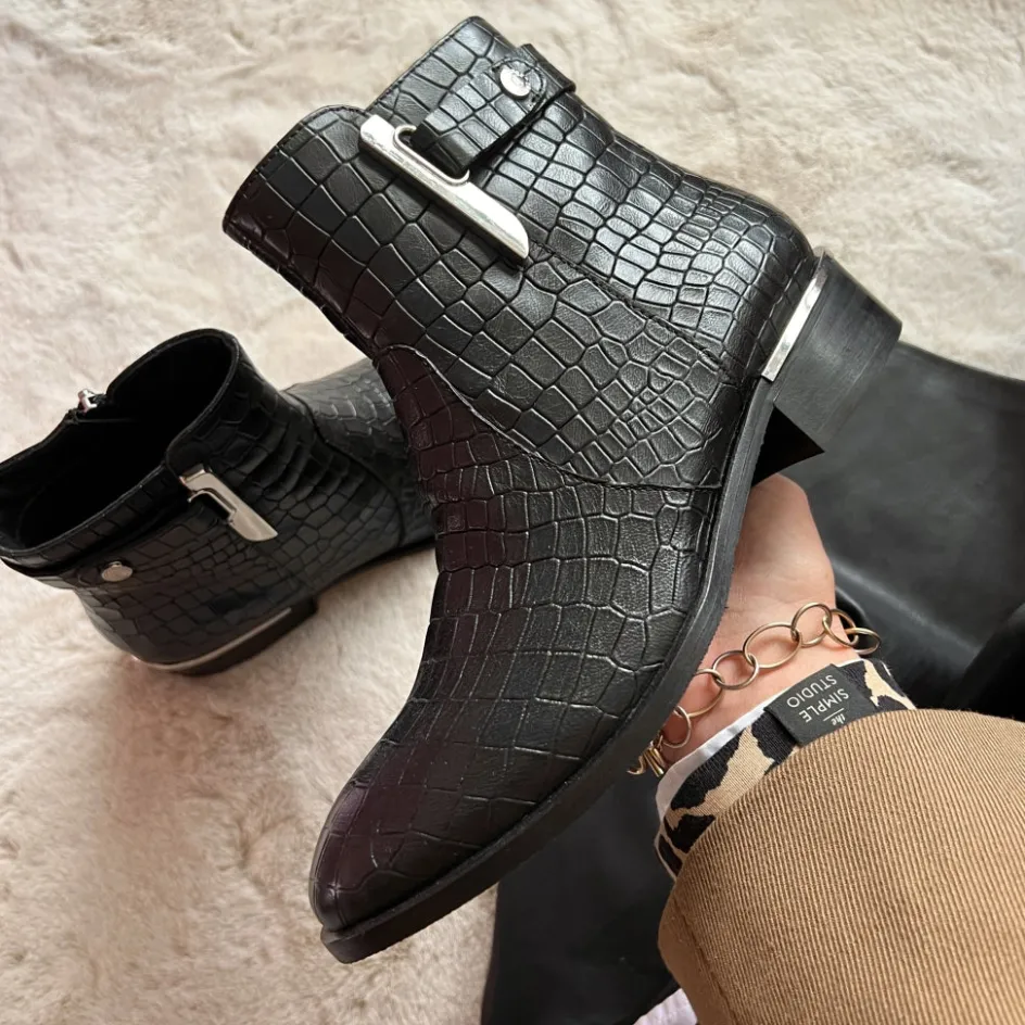 Copenhagen Shoes Ankelstøvler*ALLISA Crocco 22 - Black Allisacrocco 22 boot black