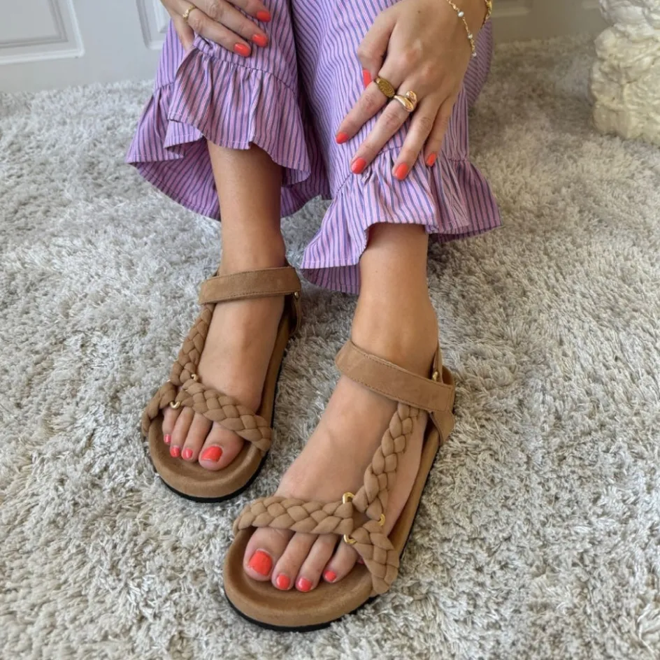 Copenhagen Shoes Flade Sandaler*BEACH SUEDE - DARK BEIGE (SAFARI) Beachsuede sandal dark beige safari