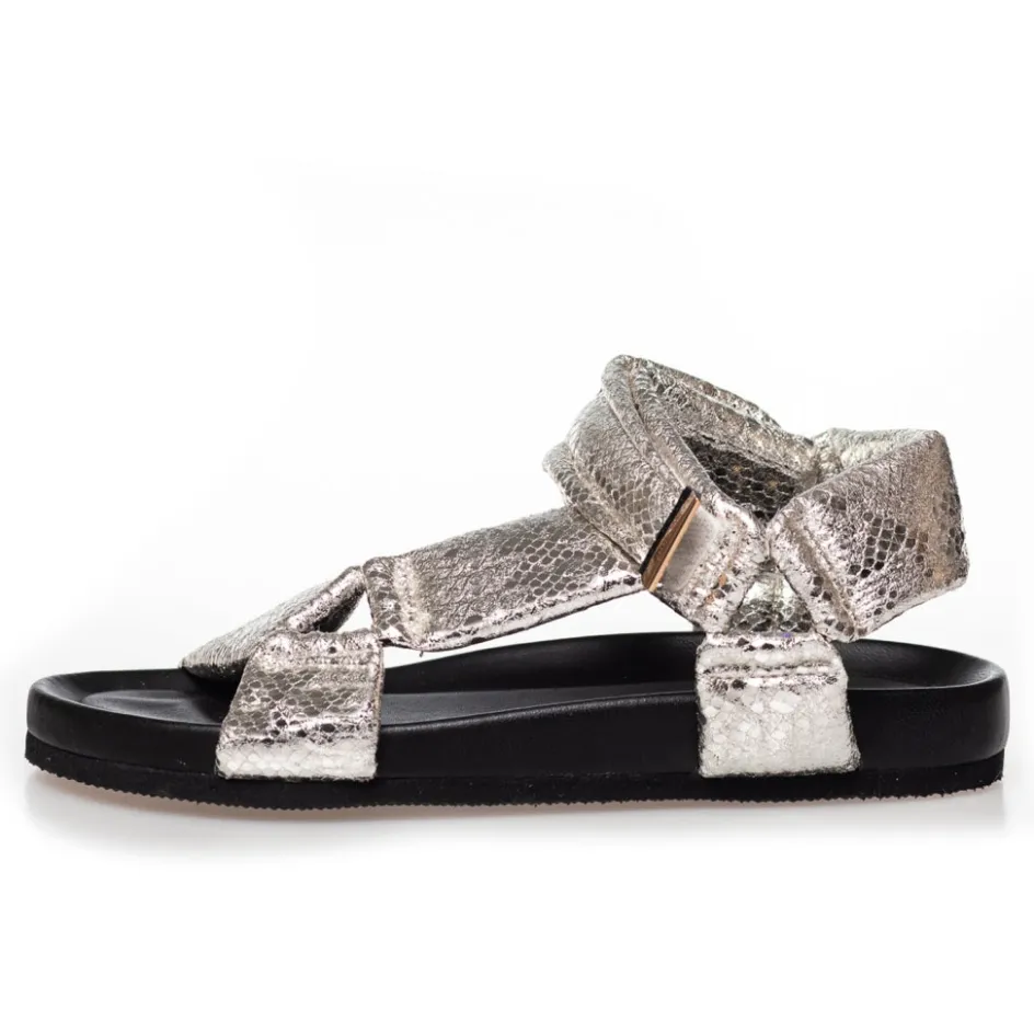 Copenhagen Shoes Flade Sandaler*CARRIE MOON - Silver Snake Carriemoon sandal silver snake