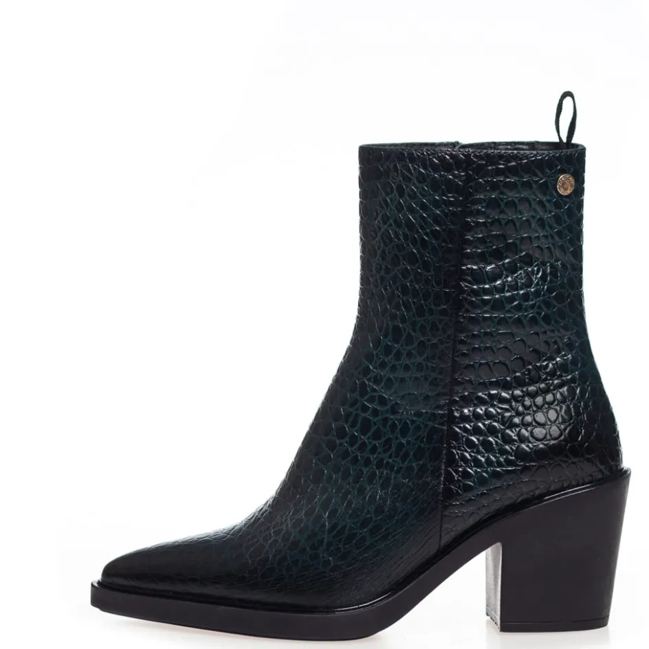 Copenhagen Shoes Støvler Med Hæl | Ankelstøvler*CPH ORIGINAL GREEN 23 - DARK GREEN Cphoriginal croco green 23 boot dark green