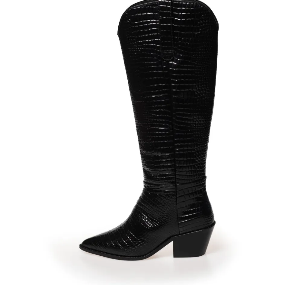 divided__black_croco_2.webp Copenhagen Shoes Støvler Med Hæl | Lange Støvler*DIVIDED - Black croco