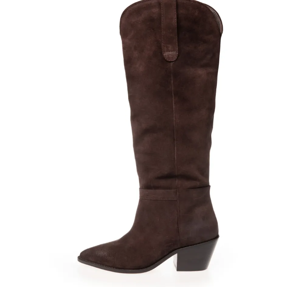 Copenhagen Shoes Støvler Med Hæl | Lange Støvler*DIVIDED SUEDE - DARK BROWN (COFFEE BEAN) Dark brown coffee bean