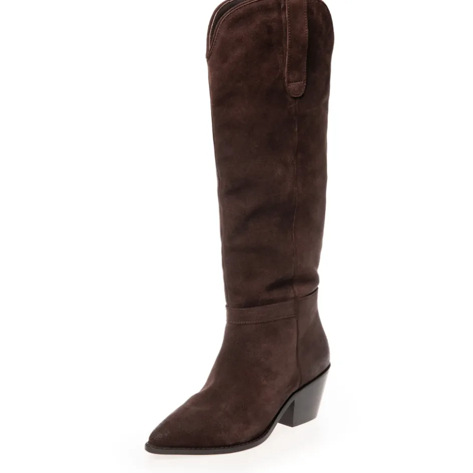 divided_suede__dark_brown_coffee_bean_2.webp Copenhagen Shoes Støvler Med Hæl | Lange Støvler*DIVIDED SUEDE - DARK BROWN (COFFEE BEAN) Dark brown coffee bean