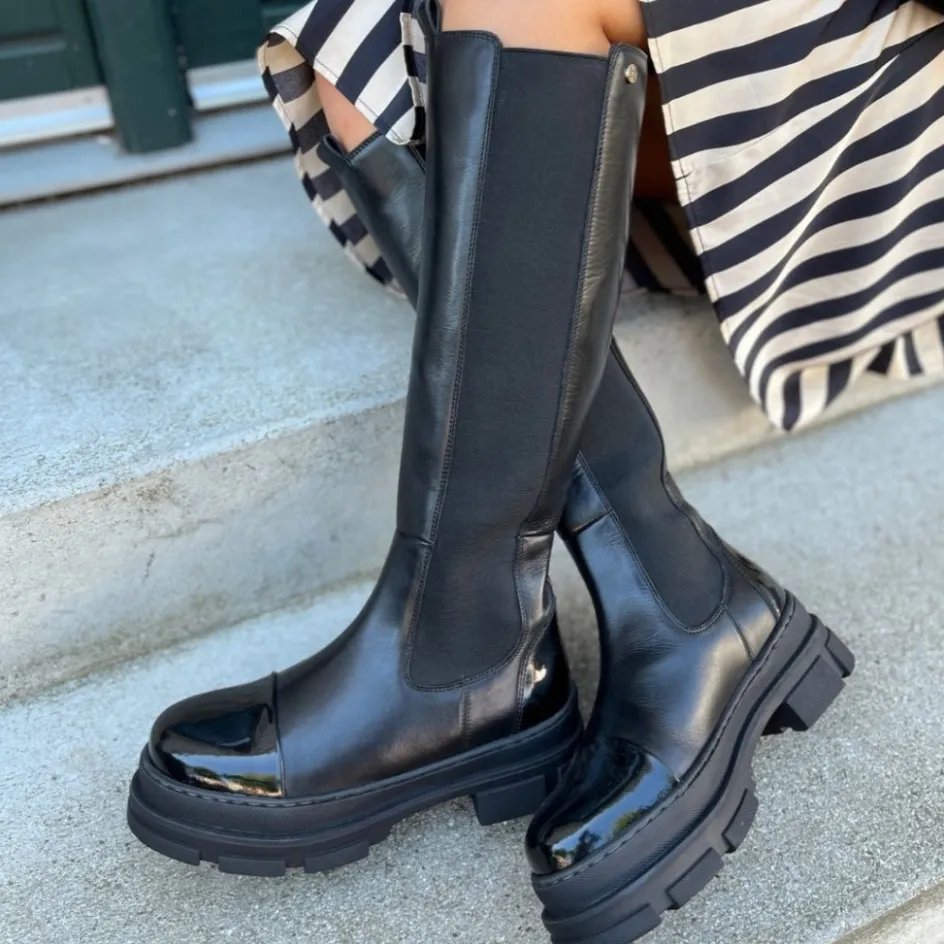 Copenhagen Shoes Lange Støvler*FOLLOW ME - Black patent