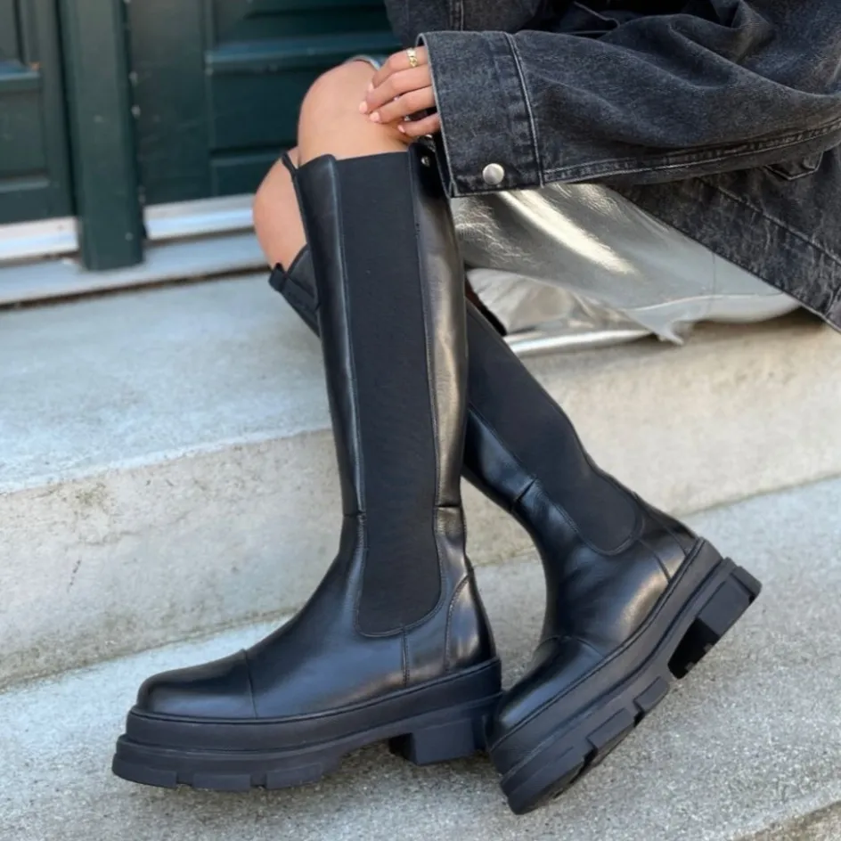 Copenhagen Shoes Lange Støvler*FOLLOW ME - Black (with Black Stiches) Black with black stiches