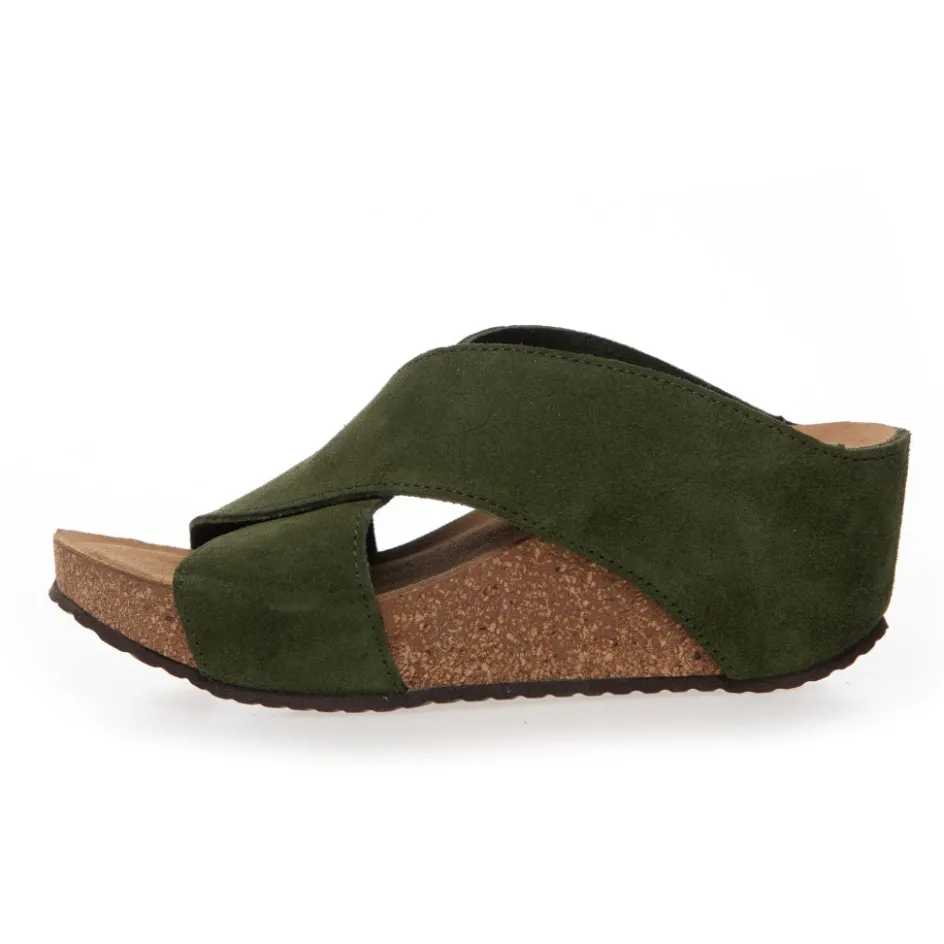 frances__suede__army_2.webp Copenhagen Shoes Sandaler Med Kilehæle*FRANCES 23 Suede - Army Frances23 suede slippers army
