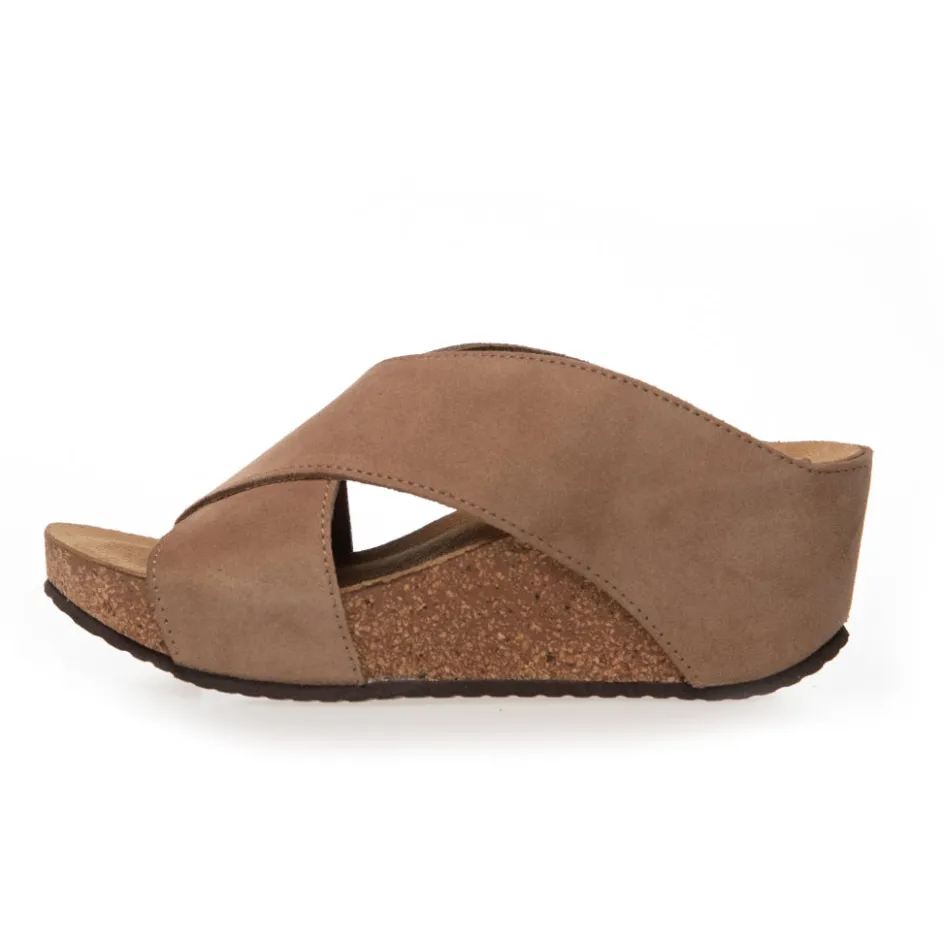 Copenhagen Shoes Sandaler Med Kilehæle*FRANCES 23 Suede - BEIGE (BEIGE 132 BIS) Frances23 suede slippers beige beige 132 bis
