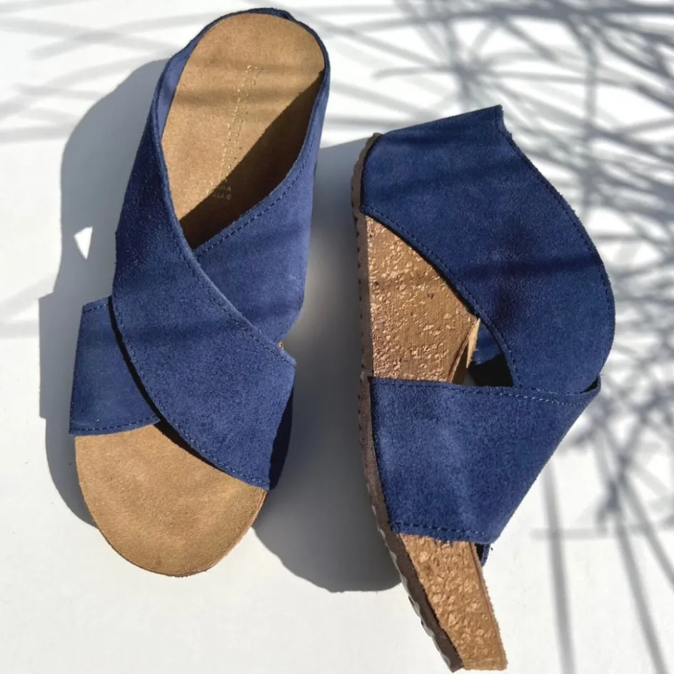 Copenhagen Shoes Sandaler Med Kilehæle*FRANCES 22 Suede - NAVY (OLTREMARE 278) Navy oltremare 278