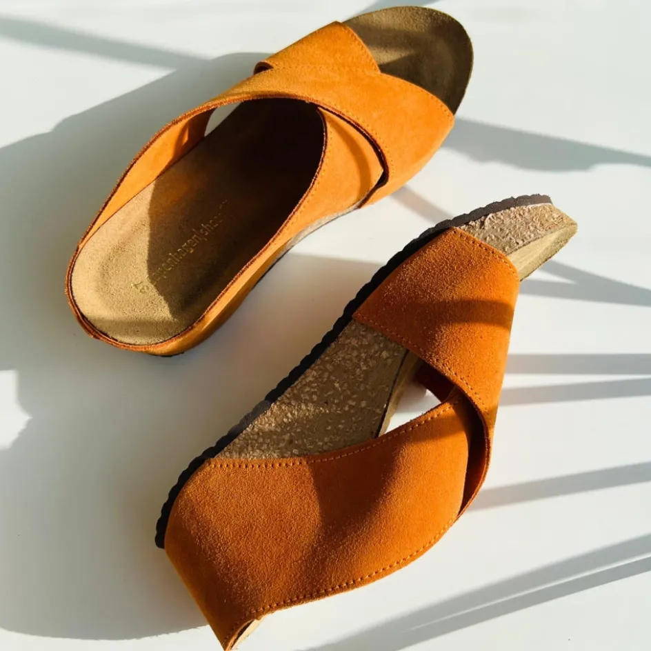 Copenhagen Shoes Sandaler Med Kilehæle*FRANCES 22 Suede - ORANGE (ARANCIO 400) Orange arancio 400
