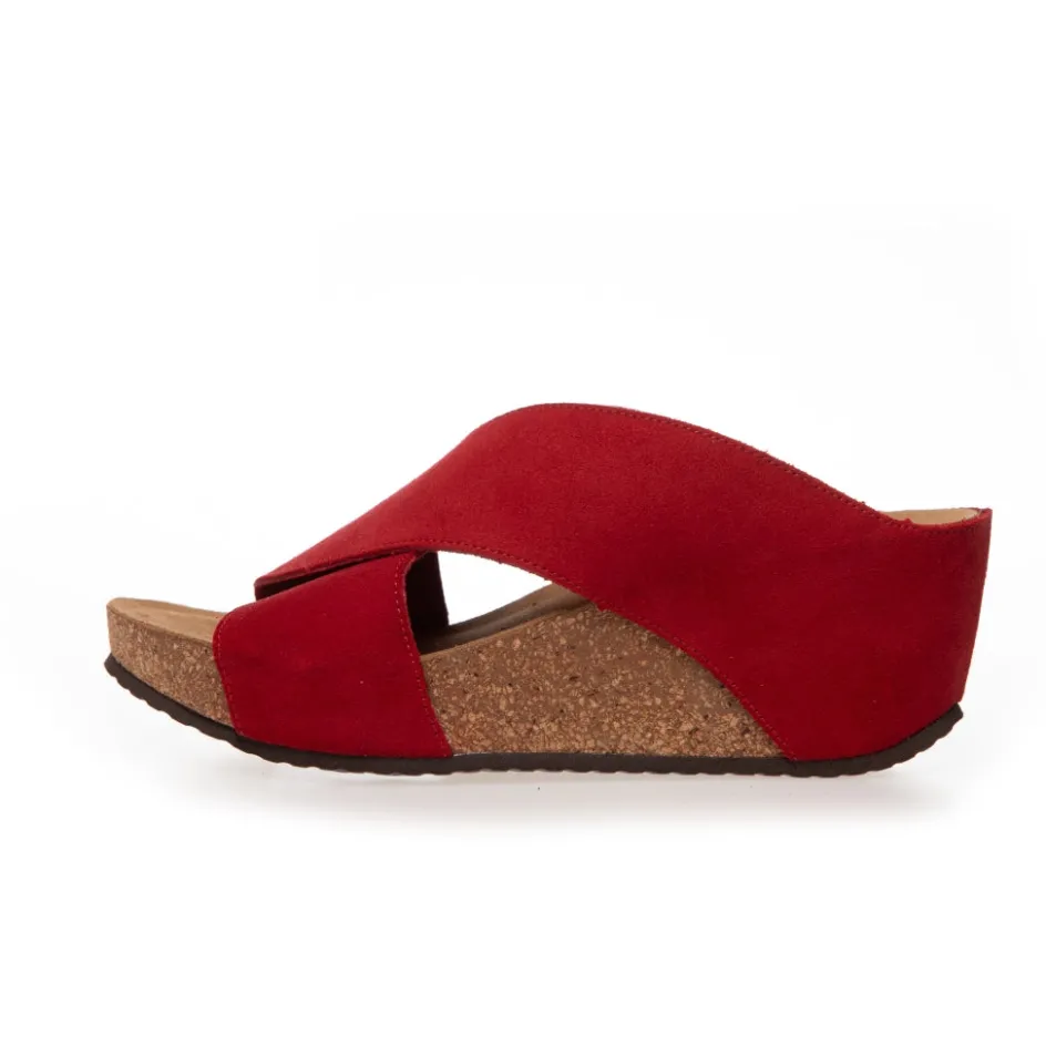 Copenhagen Shoes Sandaler Med Kilehæle*FRANCES 23 Suede - RED Frances23 suede sandaler med kilehael red