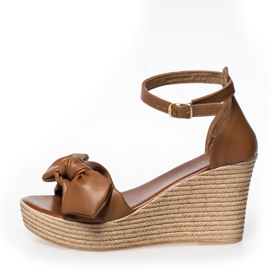 Copenhagen Shoes Sandaler Med Kilehæle*GENE - COGNAC Genesandal wedge cognac