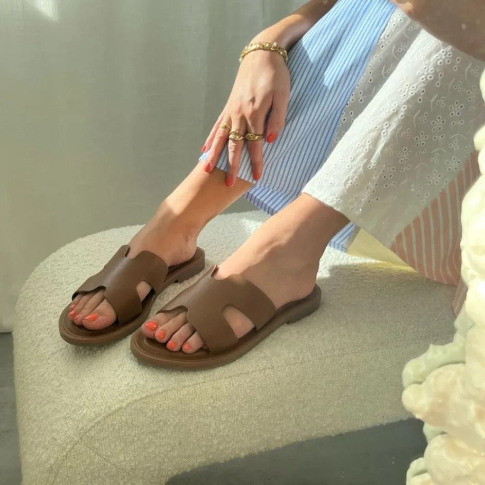 Copenhagen Shoes Flade Sandaler*IVY - LEATHER - Cognac