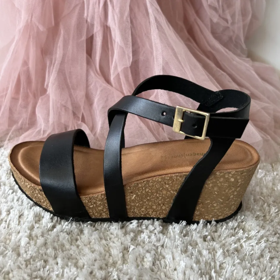 Copenhagen Shoes Sandaler Med Kilehæle*LAURA 22 - BLACK Laura22 sandal black