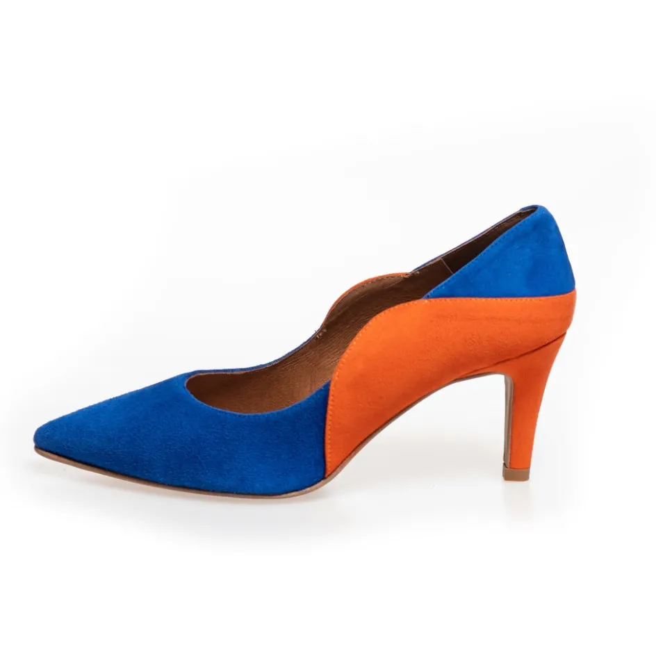 love_and_joy__electric_blue__orange_2.webp Copenhagen Shoes Stiletter*LOVE AND JOY - ELECTRIC BLUE / ORANGE Loveand joy heels electric blue orange