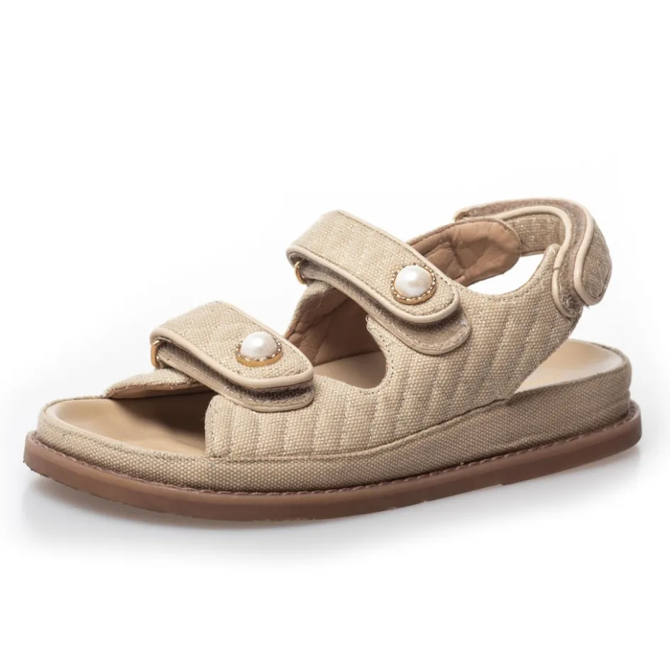 Copenhagen Shoes Flade Sandaler*LUXURY SPORT 22 CANVAS - BEIGE Luxurysport 22 canvas sandal beige