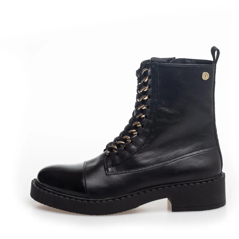 new_rock_patent__blacksilver_2.webp Copenhagen Shoes Ankelstøvler*NEW ROCK PATENT - BLACK/SILVER Newrock patent boot black silver