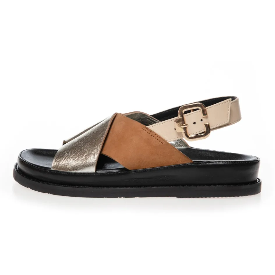 new_stronger_multi___goldsafari_6.webp Copenhagen Shoes Flade Sandaler*NEW STRONGER MULTI 23 - GOLD/SAFARI Gold safari