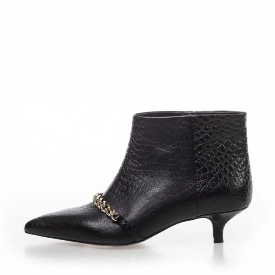Copenhagen Shoes Støvler Med Hæl | Ankelstøvler*PARI' CHAIN - Black Croco Parichain boot black croco