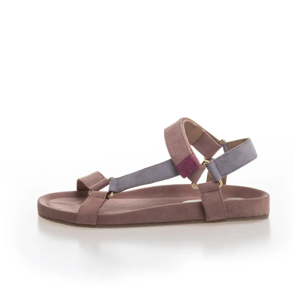 Copenhagen Shoes Flade Sandaler*PEACE Suede - Rosa/baby Blue Combi Peacesuede sandal rosa baby blue combi