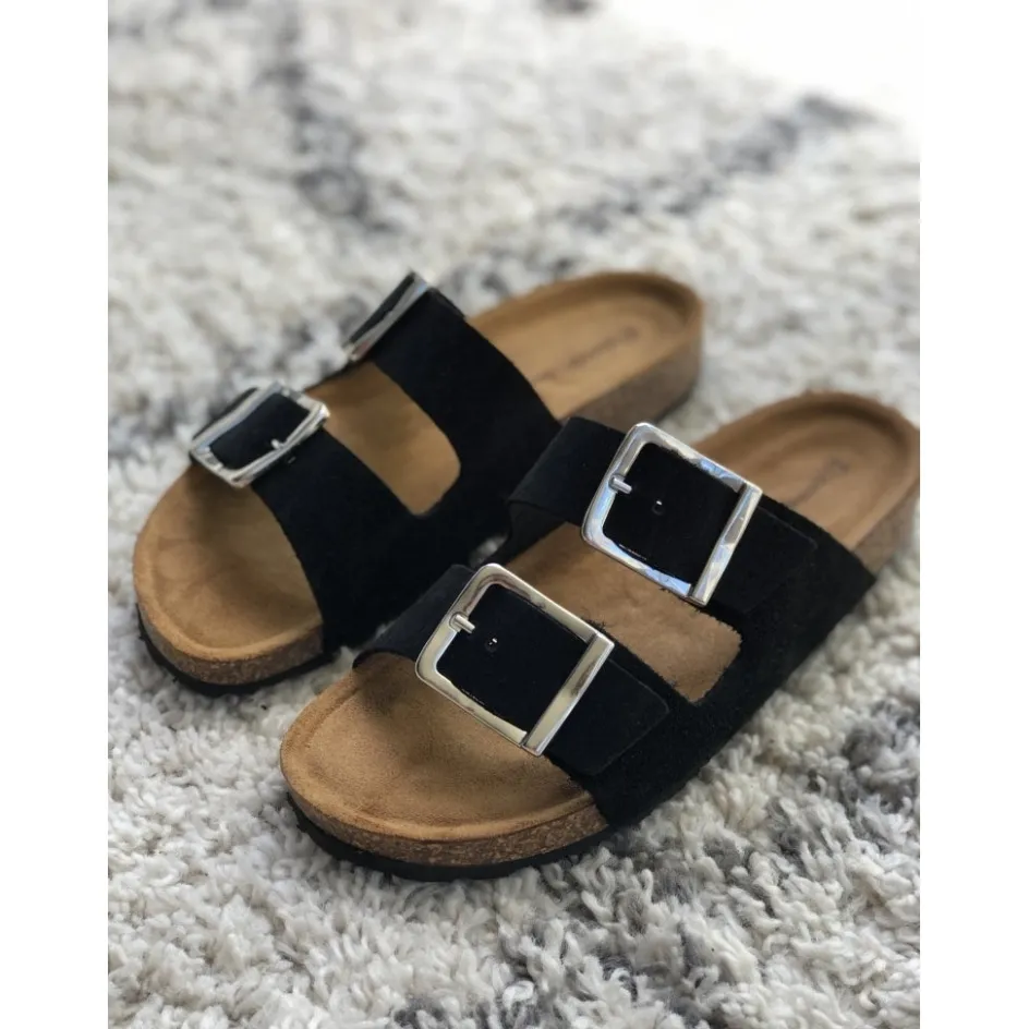 Copenhagen Shoes Flade Sandaler*PIXI Suede - Black