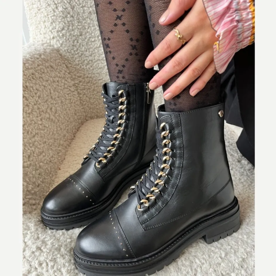 Copenhagen Shoes Ankelstøvler*ROCK STUDS - BLACK/GOLD Rockstuds boot black gold