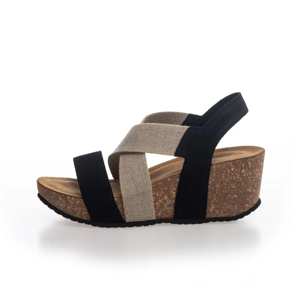 Copenhagen Shoes Sandaler Med Kilehæle*STACIA 21 Canvas - Black Stacia21 canvas sandal wedge black
