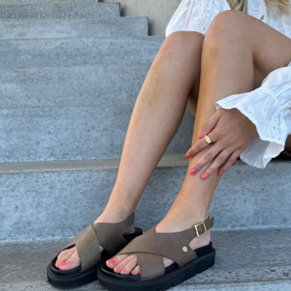 Copenhagen Shoes Flade Sandaler*SUMMERTIME - DK TAUPE (ARMY) Summertimesandal dk taupe army