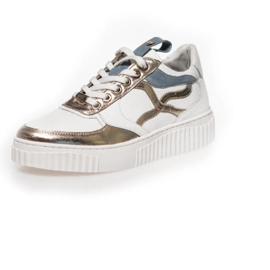 Copenhagen Shoes Sneakers*SUNSHINE LADY - WHITE/DENIM/GOLD White denim gold