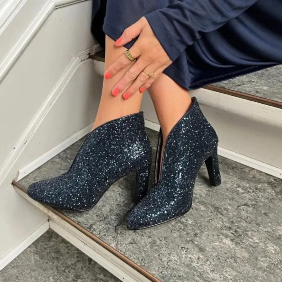 Copenhagen Shoes Stiletter | Støvler Med Hæl*SUS GLITTER - BLUE GLITTER Susglitter heels blue glitter