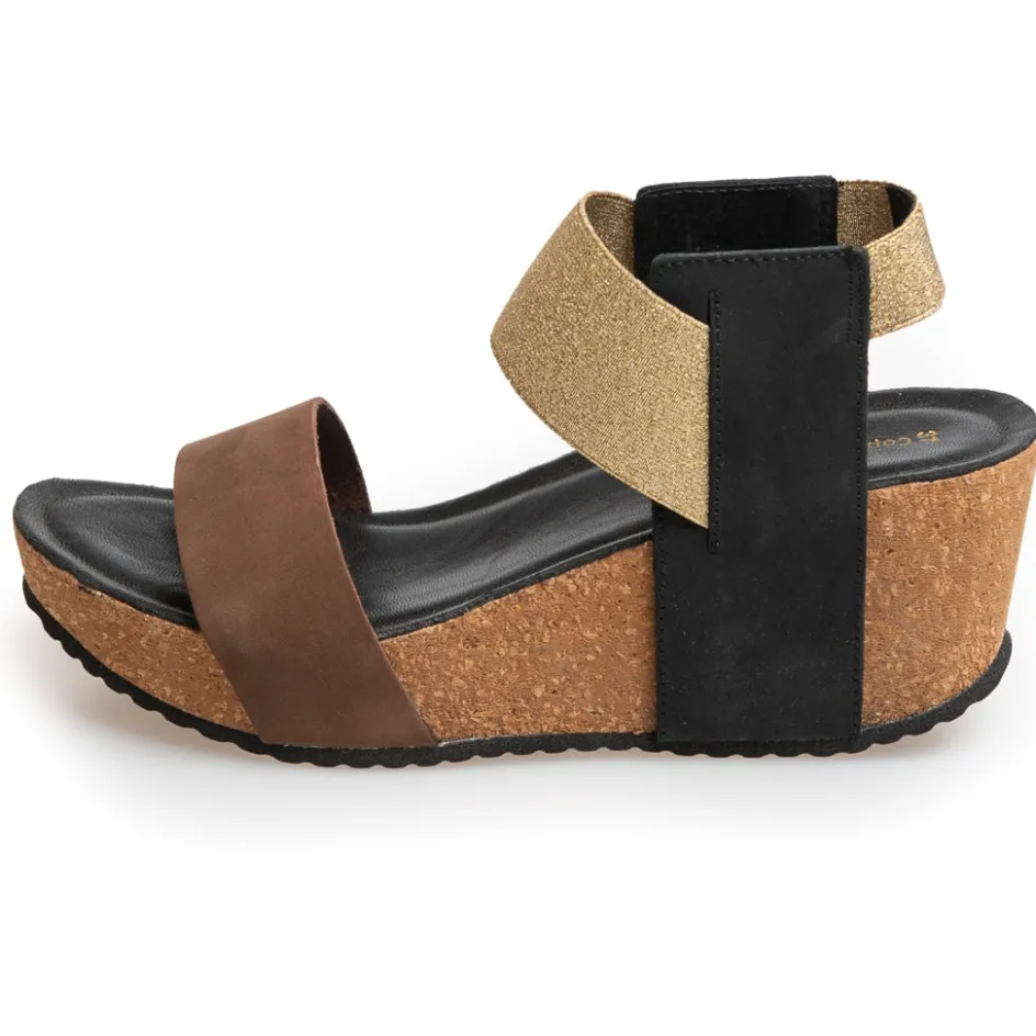 Copenhagen Shoes Sandaler Med Kilehæle*THE NEW DANIELA - BROWN GOLD Thenew daniela sandaler med kilehael brown gold
