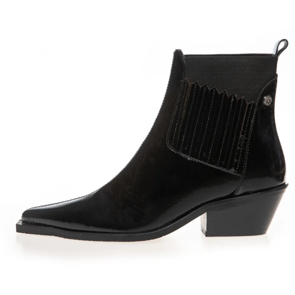 Copenhagen Shoes Ankelstøvler*THE WALKING BOOT PATENT - BLACK PATENT Thewalking boot patent pre order del end september stoevler black patent