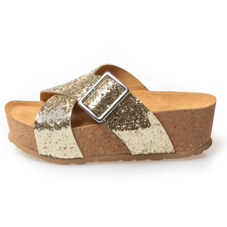 Copenhagen Shoes Sandaler Med Kilehæle*VANESA - Gold glitter