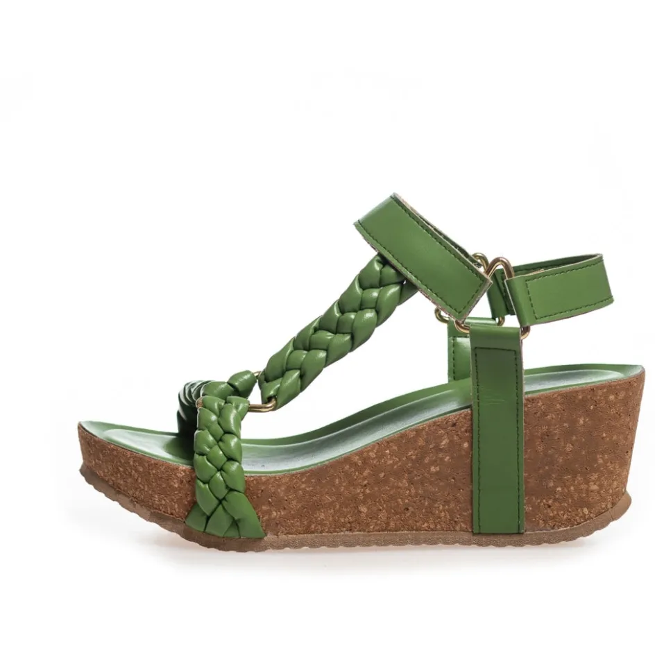 woven_lady__green_2.webp Copenhagen Shoes Sandaler Med Kilehæle*WOVEN LADY - GREEN Wovenlady sandal wedge green